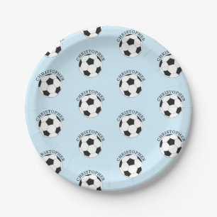 Assiettes En Carton Soccer Kids Party Modern Nom Motif