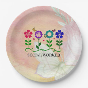 Assiettes En Carton Social Worker, Pastel Springtime Design,