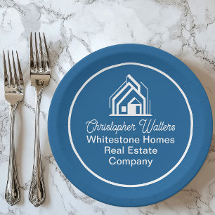 Assiettes En Carton Société immobilière bleue Realtor personnalisé