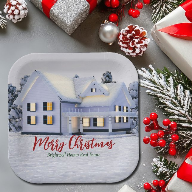Assiettes En Carton Société immobilière personnalisée Fête de Noël d'h (Créateur téléchargé)