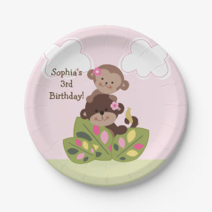 Assiettes En Carton Soeurs de singe personnalisées Plaques de fête d'a