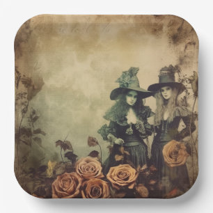 Assiettes En Carton Sœurs de sorcières victoriennes antiques Sépia