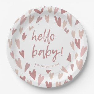 Assiettes En Carton Soeurs modernes Fête Baby shower fille rose