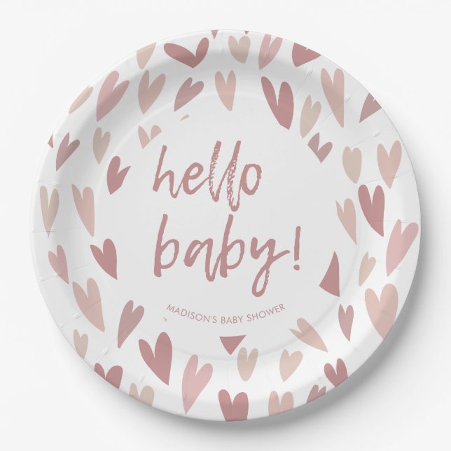 Assiettes En Carton Soeurs modernes Fête Baby shower fille rose (Devant)