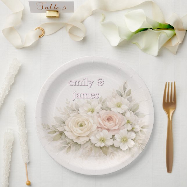 Assiettes En Carton Soft Editorial Botanical Wedding (Mariage)