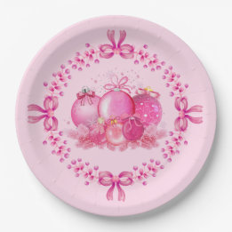 Assiettes En Carton Soft Pink Ornament Holiday Collection