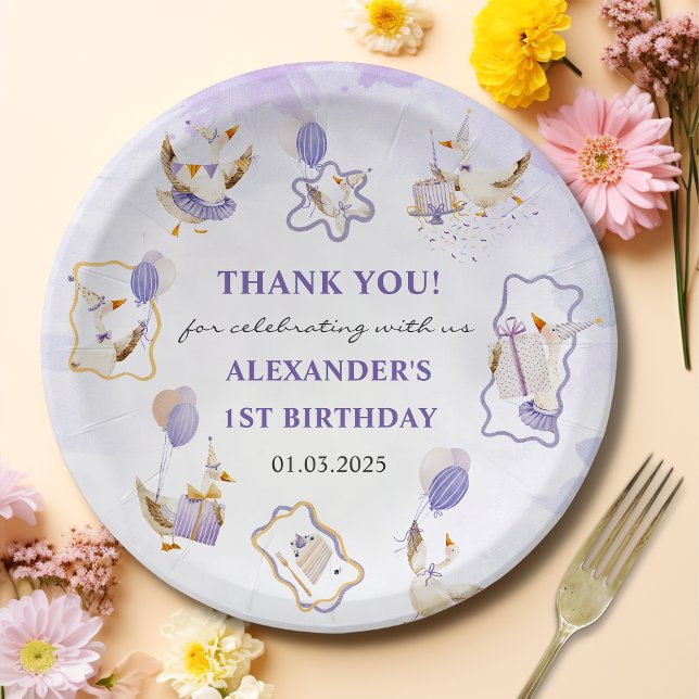 Assiettes En Carton Soignée Goose fête d'anniversaire (Créateur téléchargé)
