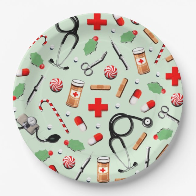 Assiettes En Carton Soins de santé Noël Fête (Devant)
