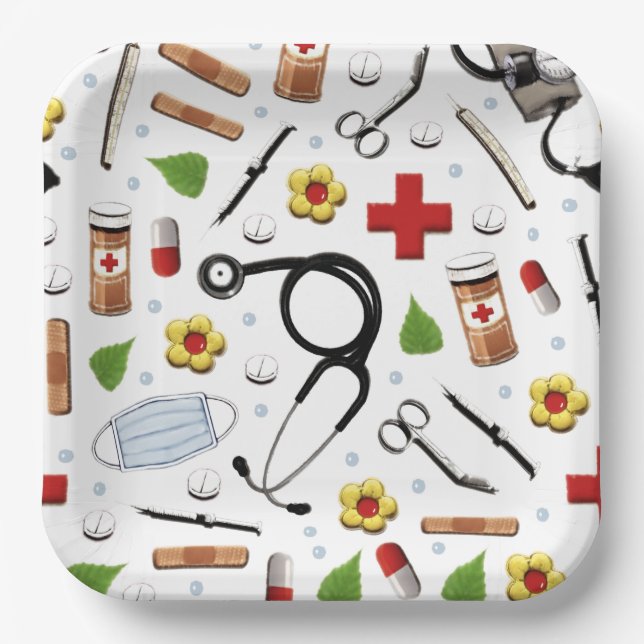 Assiettes En Carton Soins infirmiers (Recto)