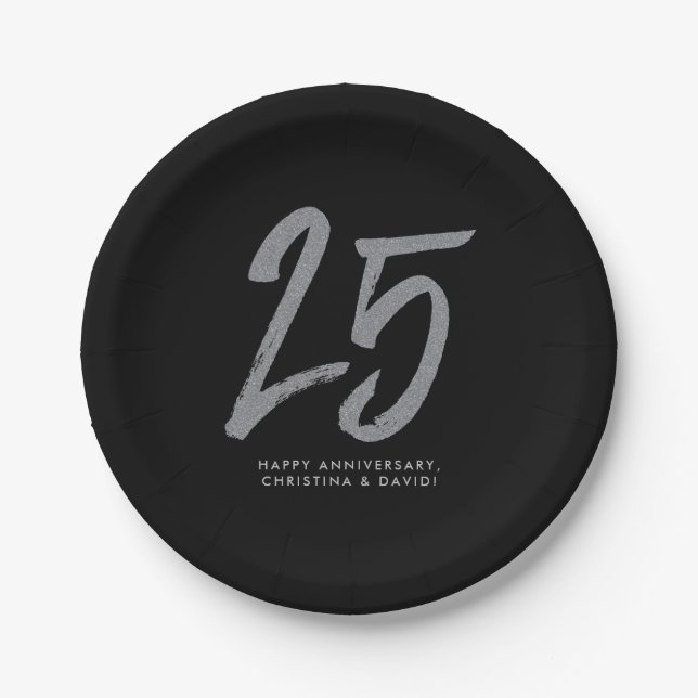 Assiettes En Carton Soirée 25e anniversaire personnalisée (Devant)