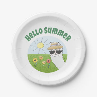 Assiettes En Carton Soirée alpaka Hello Summer Alpaca