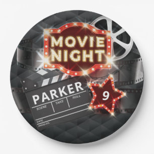Assiettes En Carton Soirée cinéma luxe personnalisé
