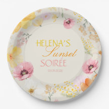 Soirée Coucher de Soleil Floral Pastel Rose, Orang