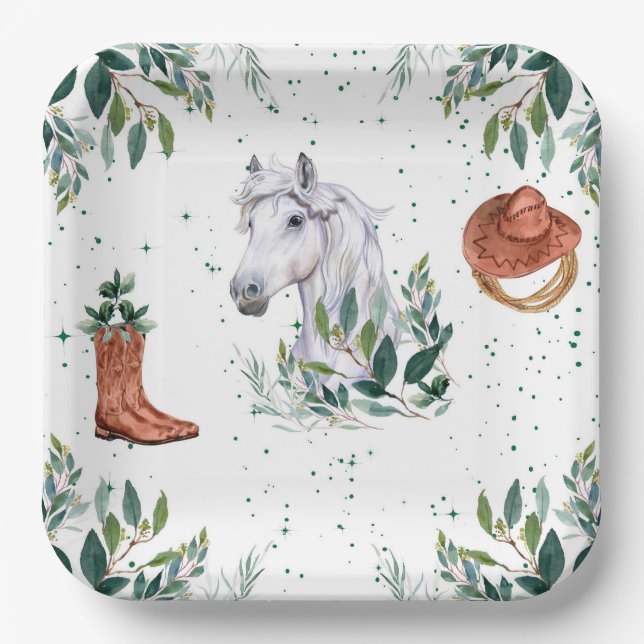 Assiettes En Carton Soirée d'anniversaire de Boy Horse (Recto)