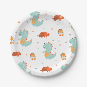 Assiettes En Carton Soirée d'anniversaire de Cute Dinosaur