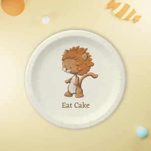 Assiettes En Carton Soirée d'anniversaire du lion mignon