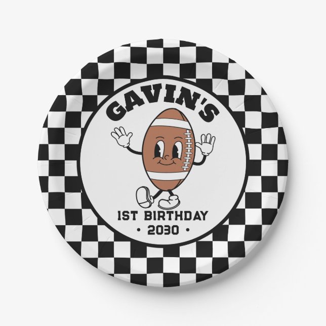 Assiettes En Carton Soirée d'anniversaire personnalisée de football ré (Devant)