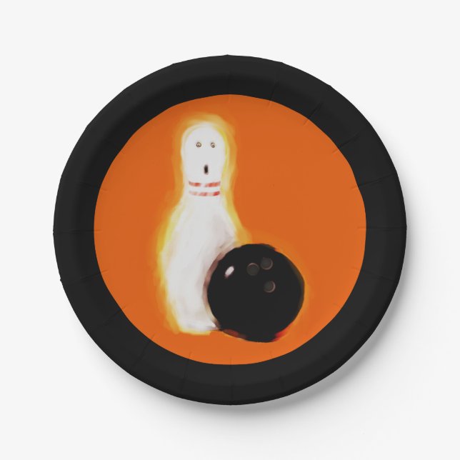 Assiettes En Carton Soirée de bowling d'Halloween (Devant)