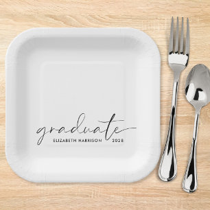 Assiettes En Carton Soirée de graduation de script chic