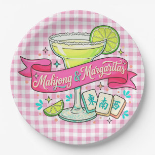 Assiettes En Carton Soirée de jeu de Mahjong et Margaritas Cocktail