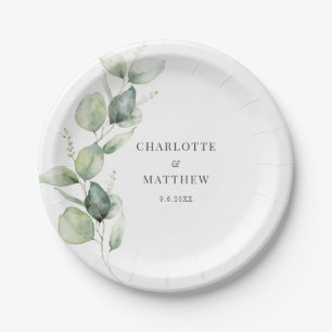 Assiettes En Carton Soirée de mariage Eucalyptus Green
