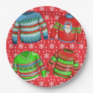 Assiettes En Carton Soirée de Noël moche