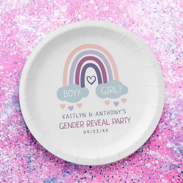 Assiettes En Carton Soirée de révélation de genre de Little Rainbow (Créateur téléchargé)