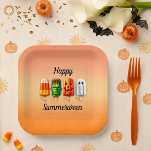Assiettes En Carton Soirée d'été Halloween Summerween