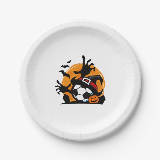 Assiettes En Carton Soirée d'Halloween de football (Devant)