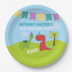 Assiettes En Carton Soirée Dinosaure personnalisée