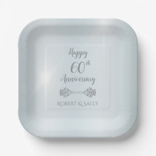 Assiettes En Carton Soirée du 60e anniversaire de l'Elégant Diamant Ma