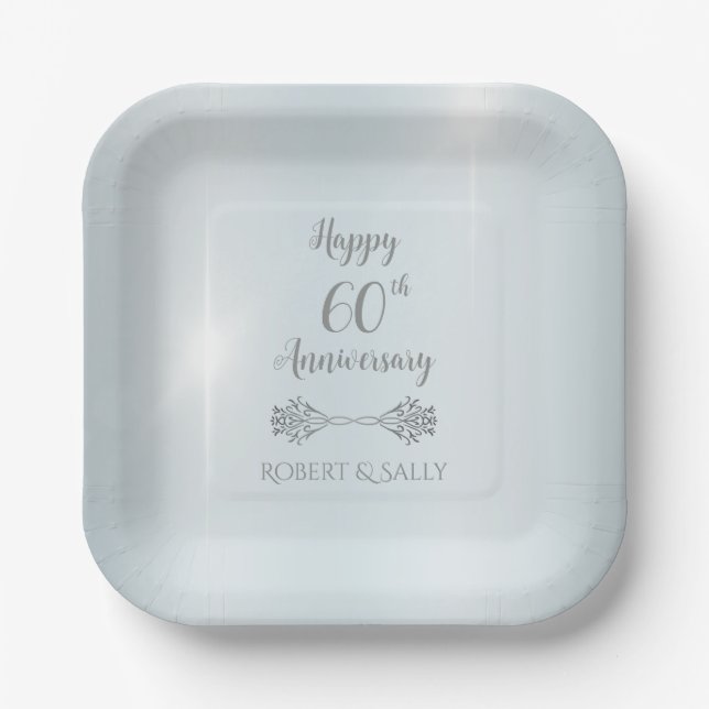 Assiettes En Carton Soirée du 60e anniversaire de l'Elégant Diamant Ma (Recto)