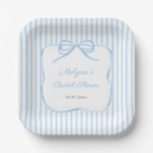 Assiettes En Carton Soirée élégante de Fête des mariées Bleu Bow
