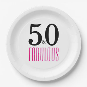 Assiettes En Carton Soirée élégante rose 50e anniversaire