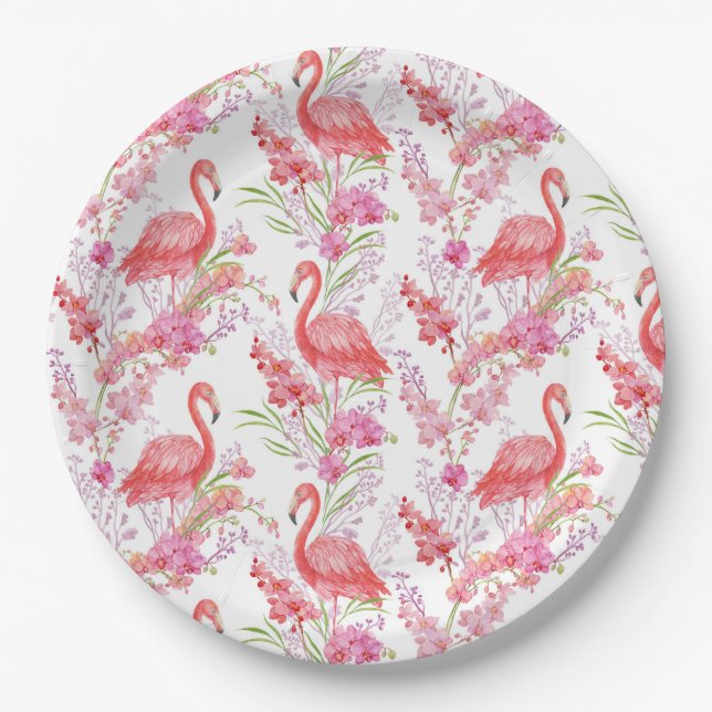 Assiettes En Carton Soirée flamingo rose mignonne (Devant)