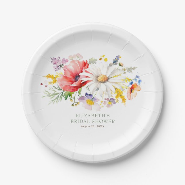 Assiettes En Carton Soirée Fleur sauvage de jardin d'été (Devant)