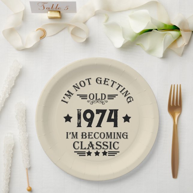 Assiettes En Carton Soirée personnalisée vintage 50e anniversaire (Mariage)