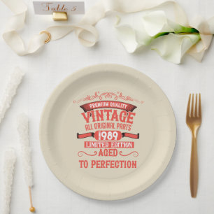 Assiettes En Carton Soirée personnalisée vintage de 35 ans