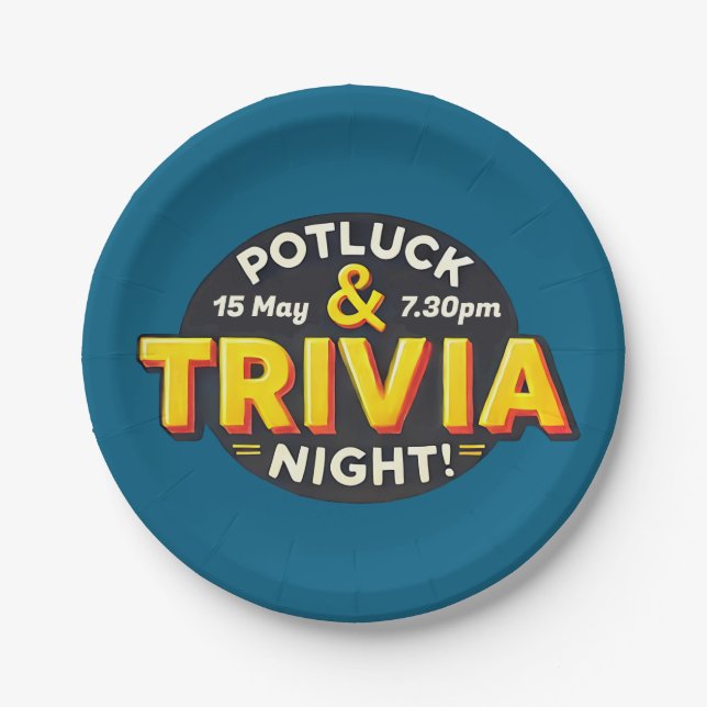 Assiettes En Carton Soirée Potluck Trivia se réunir (Devant)