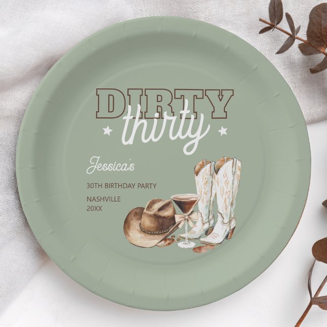 Assiettes En Carton Soirée Trente Rodéo Western 30e fête d'anniversair (Dirty Thirty Western Rodeo 30th Birthday Party Paper Plates)