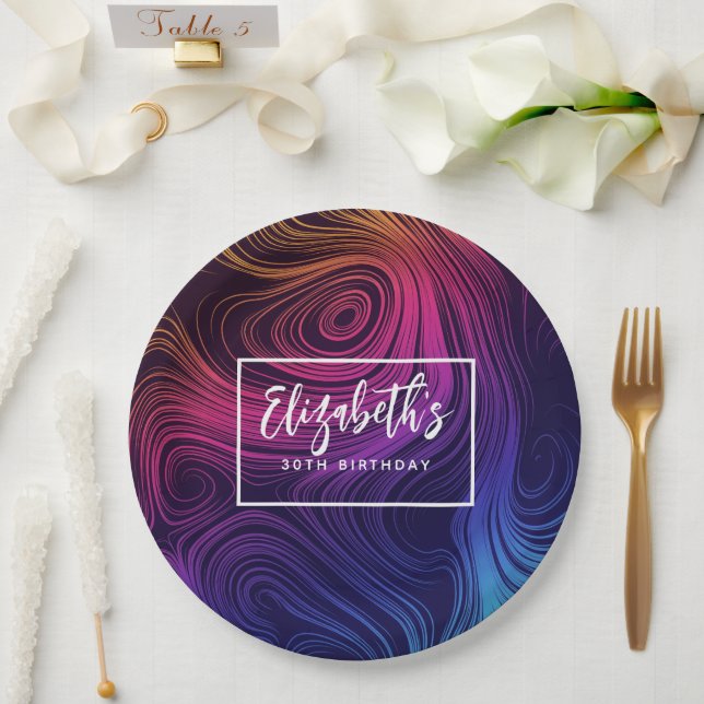 Assiettes En Carton Soixante Cercles Vibe & Flèches Cool Anniversaire (Mariage)