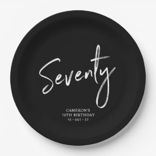 Assiettes En Carton Soixante-dix lettres modernes 70e Anniversaire Pap