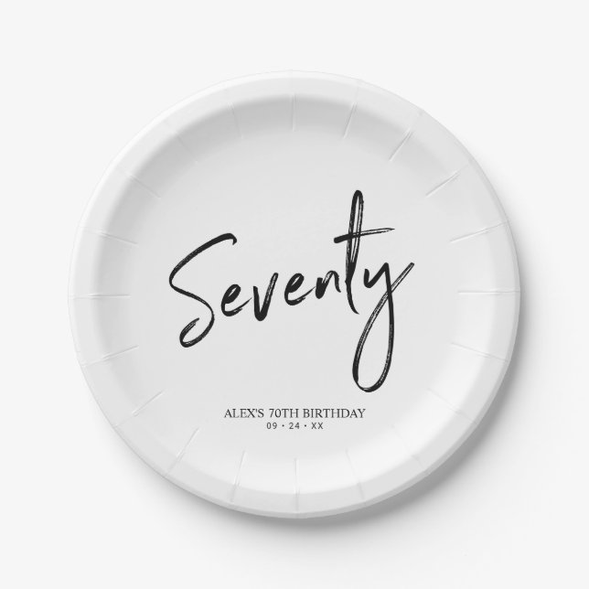 Assiettes En Carton Soixante-dix lettres modernes 70e fête d'anniversa (Devant)