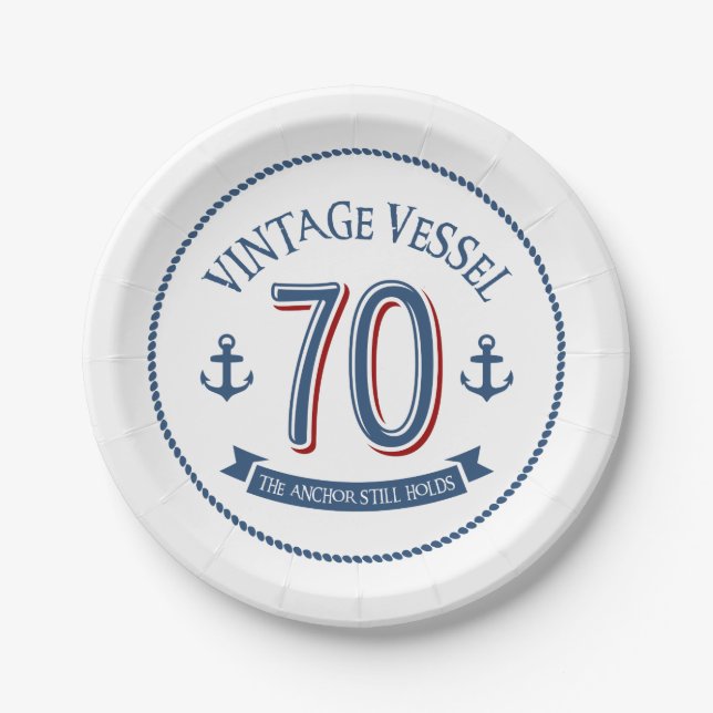Assiettes En Carton Soixante-dixième anniversaire nautique (Devant)