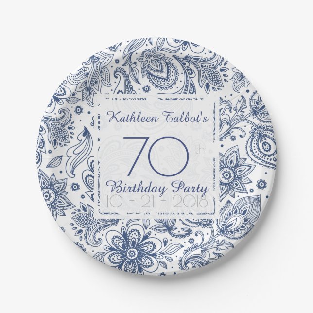 Assiettes En Carton Soixante-dixième plaque à papier de fête (Devant)