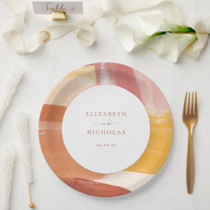 Assiettes En Carton Soleil de Terracotta   Mariage de monogramme