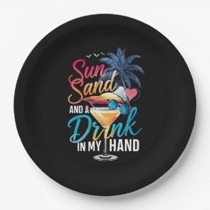 Assiettes En Carton Soleil Sable et un Verre à la Main Croisière de Pl