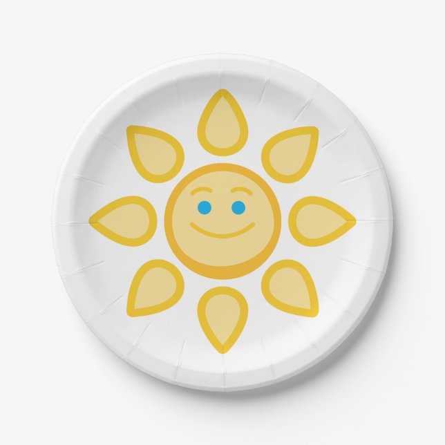 Assiettes En Carton Soleil souriant, visage joyeux (Devant)