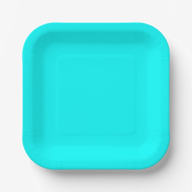 Assiettes En Carton Solid Cyan 7" Square Party Paper Plate (Recto)