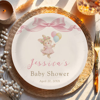 Assiettes En Carton Some Bunny Girl Pink Baby Shower